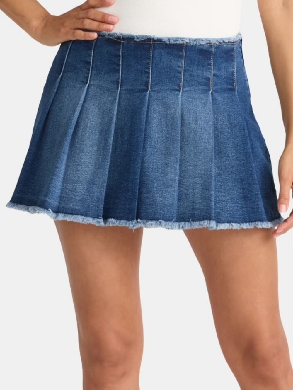 Madden NYC Pleated Denim Skort M A-Line Side Zip School Girl Indie Sleaze